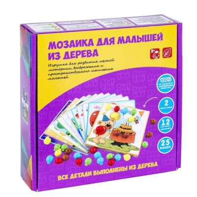 Игра развивающая Bondibon Мозаика для малышей 12 картинок
