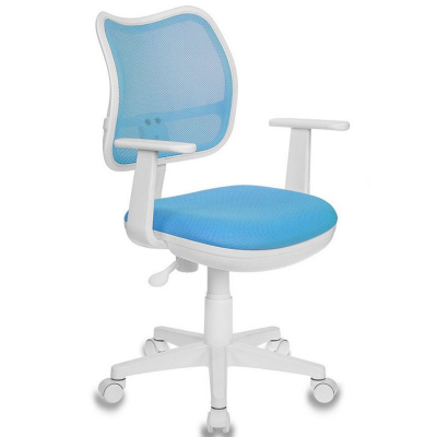 Кресло детское Бюрократ 797 сетчатая спинка ткань бело/голубое