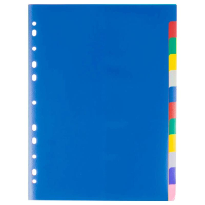 Разделители цветные 12 разделов A4 пластиковые Attache Economy