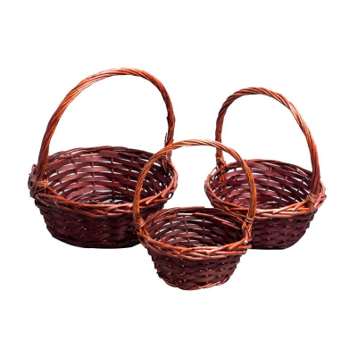 Корзина подарочная плетеная круглая набор ива коричневая 18х18х22см