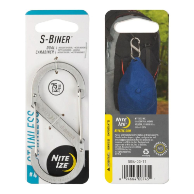 Карабин стальной Nite Ize S-Biner® 4 серебристый