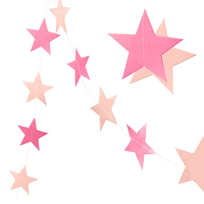 Гирлянда фигурная Веселуха Звезды фуксия/розовый бумажная 320см