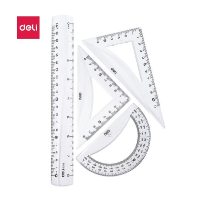 Чертежный набор Deli 'Pioneer' линейка 30см/8" угольники 30°/11см 45°/8см транспортир 180°
