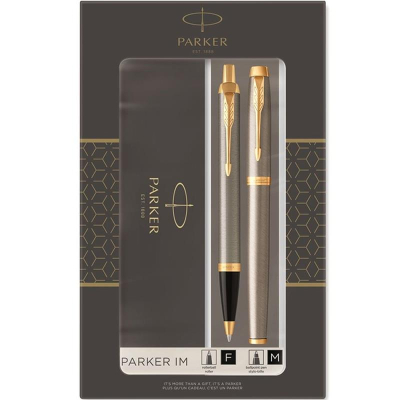 Набор ручка шариковая +роллер Parker IM Brushed Metal GT