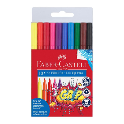 Фломастеры  10цв Faber-Castell 'Grip' в пластиковой упаковке