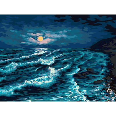 Картина по номерам холст/акрил 40х50см Фрея 'Лунная ночь на море'