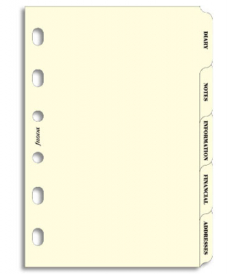 Разделители для бизнес-органайзера Filofax Pocket тематические 5шт кремовые