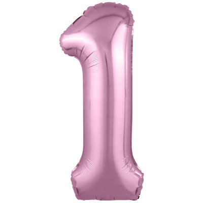 Шар воздушный фольгированный Цифра '1' розовый фламинго Slim Agura 102см