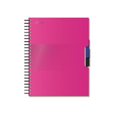 Тетрадь A5 140л клетка на гребне Attache пластиковая обложка 'Digital' розовая