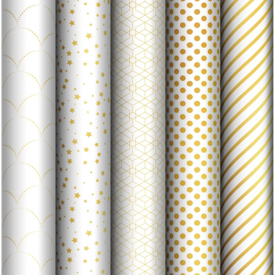 Бумага упаковочная глянцевая MESHU&nbsp;&nbsp;70х100см 'Pattern on white'&nbsp;&nbsp;5 дизайнов ассорти