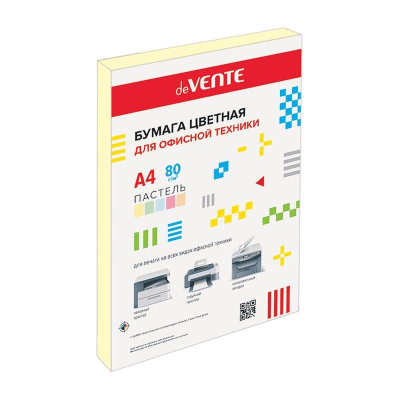 Бумага цветная A4 deVENTE  80г пастель желтая 100л