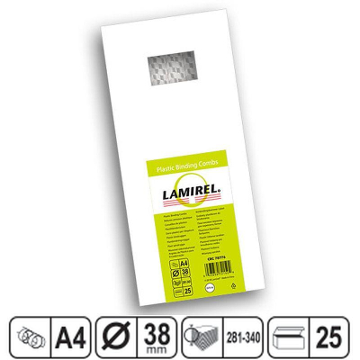 Пружина пластиковая Lamirel 38мм 281-340 листов белая&nbsp;&nbsp;25шт