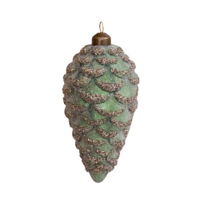 Шишка 160мм зеленая с золотом стекло VALMA