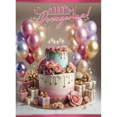 Открытка Праздник А4 'С Днем рождения!'