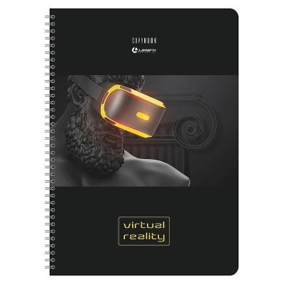 Тетрадь A4  80л клетка на гребне Lamark картонная матовая обложка Soft touch выборочный лак 'Virtual Reality №2'