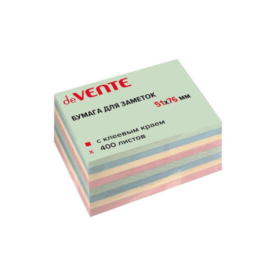 Липкий блок&nbsp;&nbsp;51х 76мм deVENTE 400л&nbsp;&nbsp;4 цвета 'Пастельная радуга'