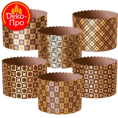 Форма бумажная для кулича Деко-Про 110х85мм 'Стандарт' ассорти