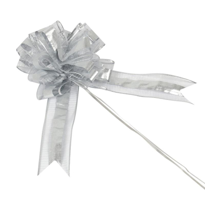 Бант декоративный 200мм серебро полипропилен