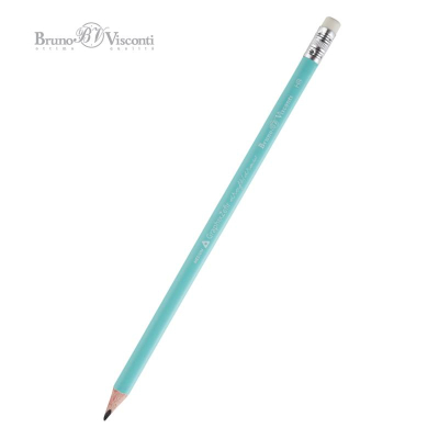 Карандаш BrunoVisconti® 'GraphixZefir' HB трехгранный корпус 'Мятный' с ластиком