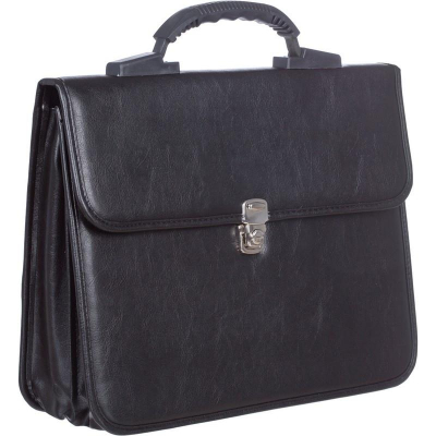 Портфель Алекс 35x27x4см 'Кантри'  2 отдела искусственная кожа черный