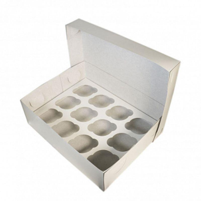 Коробка для капкейков на 12шт 32х25х10см белая эконом