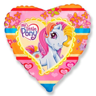 Шар воздушный фольгированный Сердце My little pony Flex Metal 48см
