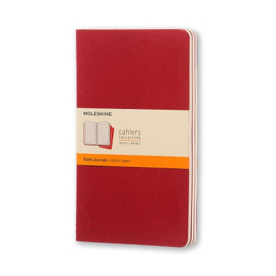 Записная книжка A5  40л линейка Moleskine® Cahier Large 3шт картонная обложка красная