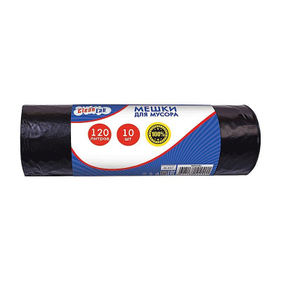 Пакет для мусора 120л/70х110см  40мкм CleanLab 10шт черный