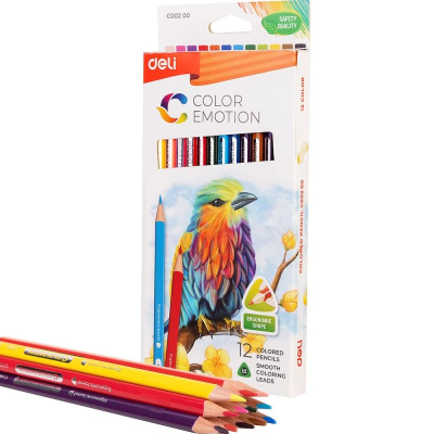 Карандаши  12цв Deli 'Color Emotion' трехгранные в картонной коробке