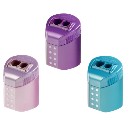 Точилка 2 диаметра Faber-Castell 'Sparkle' с контейнером цвета Trend ассорти