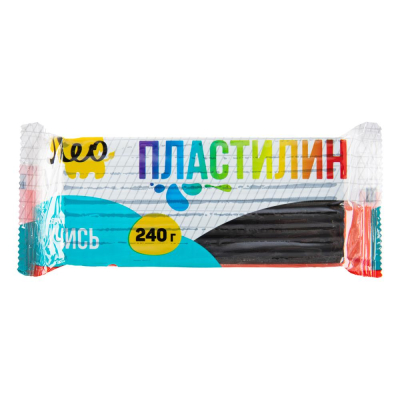 Пластилин в брусках Лео 'Учись' 240г черный