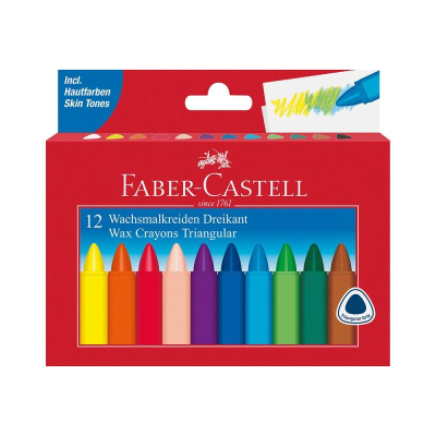 Мелки восковые 12цв Faber-Castell трехгранные в картонной коробке