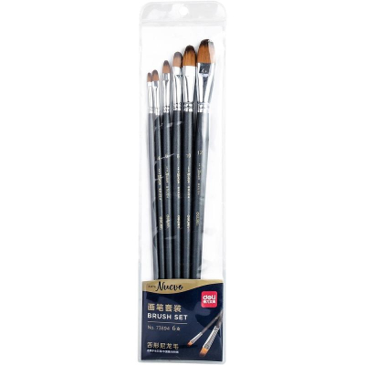 Кисти художественные набор Deli 'Arte Nuevo'&nbsp;&nbsp;6шт нейлон плоская №2, 4, 6, 8, 10, 12 