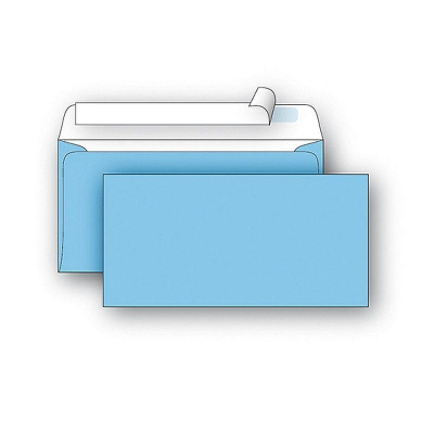 Конверт 220х110мм E65 Euro цветной голубой стрип 50шт PackPost&nbsp;&nbsp;90г