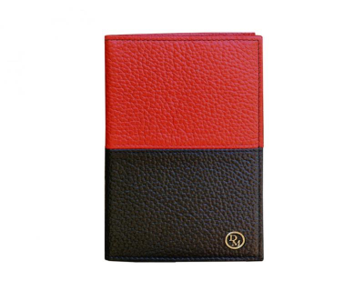 Обложка для паспорта D. Morelli Duo  кожа черно-красная