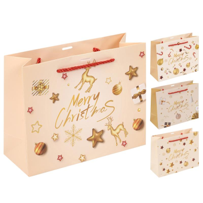 Пакет подарочный новогодний 24х19х 9см 'Новогодний' 4 дизайна