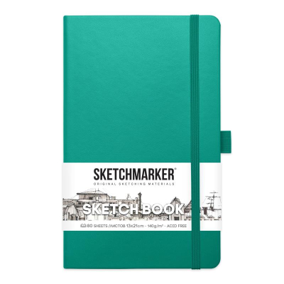 Блокнот для набросков Sketchmarker 13х21см 140г  80л твердая обложка изумрудный