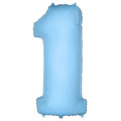 Шар воздушный фольгированный Цифра '1' голубой Flex Metal 102см