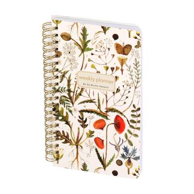 Еженедельник A5 BrunoVisconti® 'Cute diary' 144стр твердая обложка на гребне 'Flora' Луговые травы