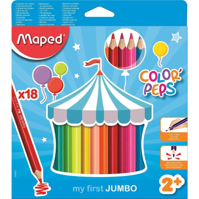 Карандаши&nbsp;&nbsp;18цв Maped Color'Peps 'Jumbo' трехгранные в картонной коробке