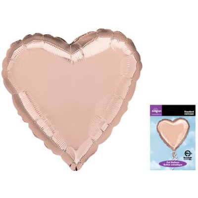 Шар воздушный фольгированный Сердце золото розовое Anagram 48см
