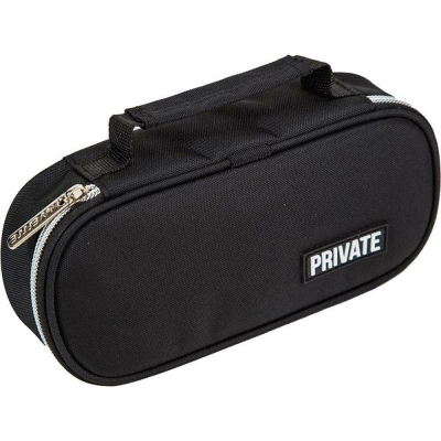 Пенал прямоугольный deVENTE 21х10х6см полиэстер на молнии с ручкой 'Private' черный