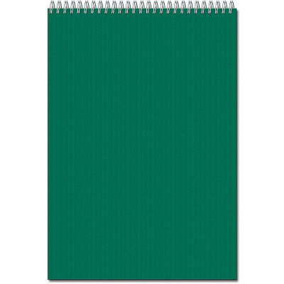 Блокнот A4  50л клетка на гребне Полином картонная обложка 'Вельвет' зеленый