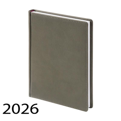 Ежедневник 2026 A5 BrunoVisconti® 'Velvet' 336стр твердая обложка искусственная кожа серый