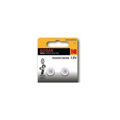 Микро батарейка Kodak  1.5V G10/189/389/LR54/LR1130 MAX SUPER Alkaline Silver Oxid  2шт в блистере