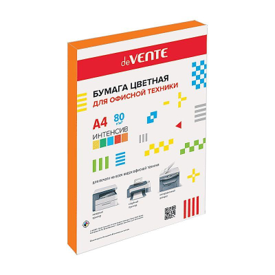 Бумага цветная A4 deVENTE  80г яркая оранжевая 100л