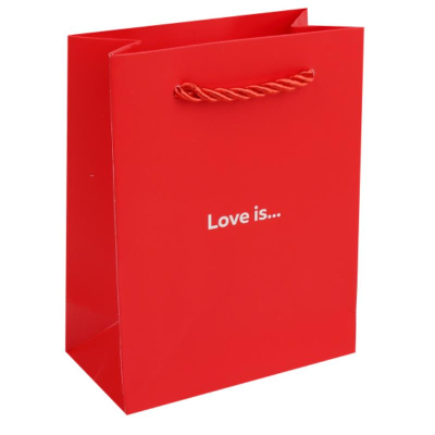 Пакет подарочный 11х14х6см 'Love is' ламинированный красный