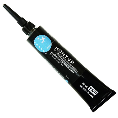 Контур акриловый по стеклу/твёрдым поверхностям с блёстками Таир серебристо-синий 20мл