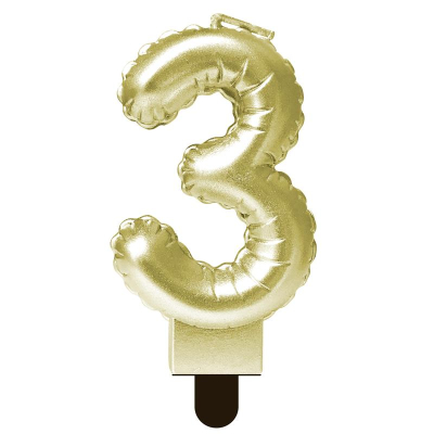 Свеча-цифра Веселуха 'Шар' '3' золото 5см