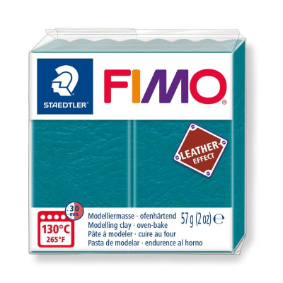 Глина полимерная термоотвердевающая Fimo Leather-effect голубая лагуна  57г
